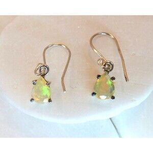 Ethiopian Opal Sterling Silver Earrings Dangle/ Drop  Genuine Natural October